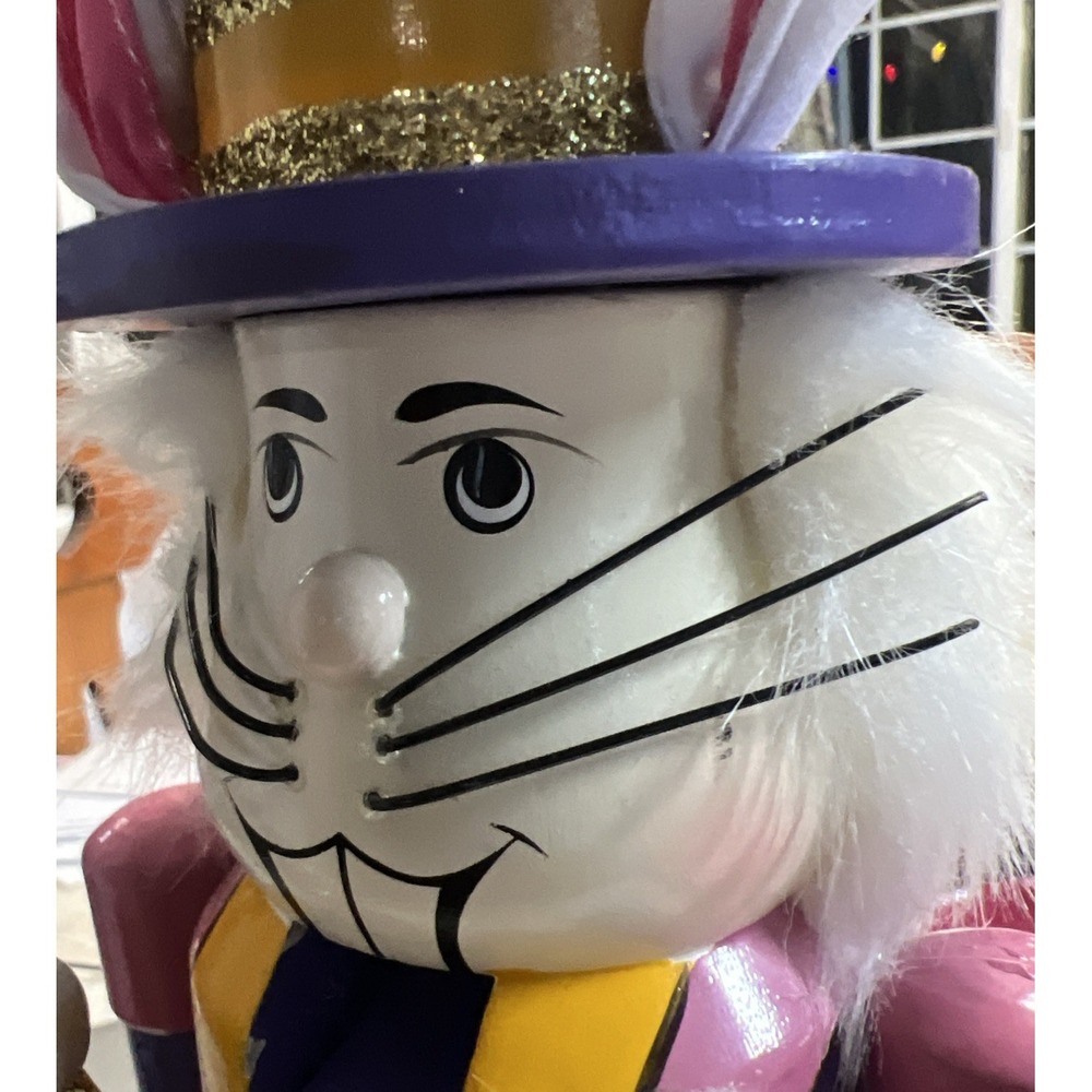 White Rabbit Nutcracker Alice Wonderland Fantasy Christmas Decor "I'm late!" 14" - Picture 8 of 9